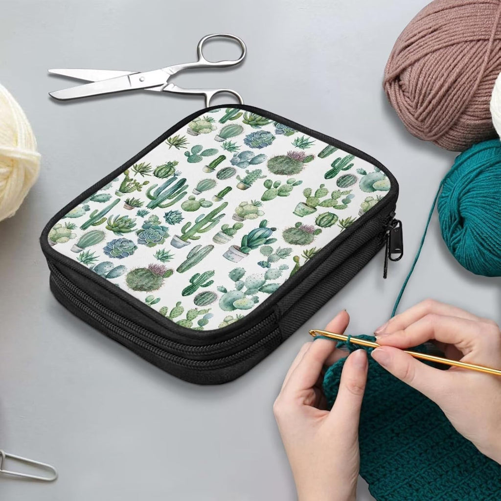 YUVAMAGIMO Cactus Empty Knitting Needles Case Portable Travel Crochet