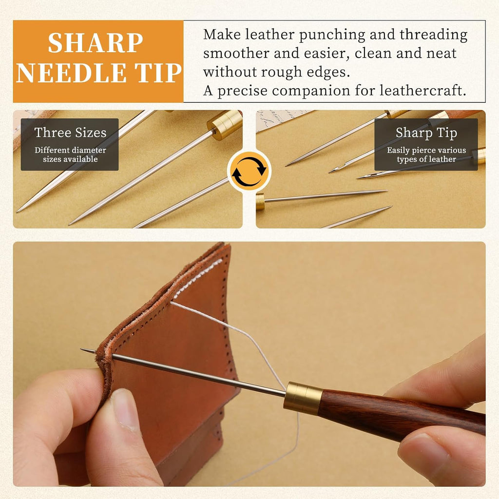 Diudus 3 Pcs Sewing Awl Tool Leather Sewing Tools Scratch Awl Tool