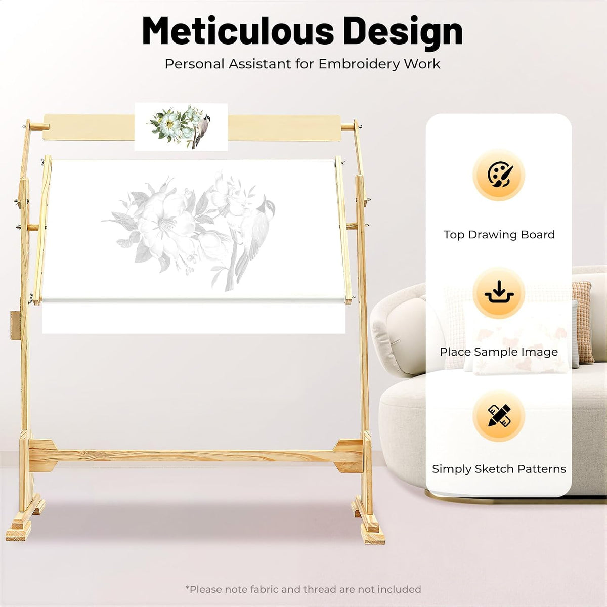 Floor Embroidery Stand, Large Scroll Frame for Cross Stitch Sewing