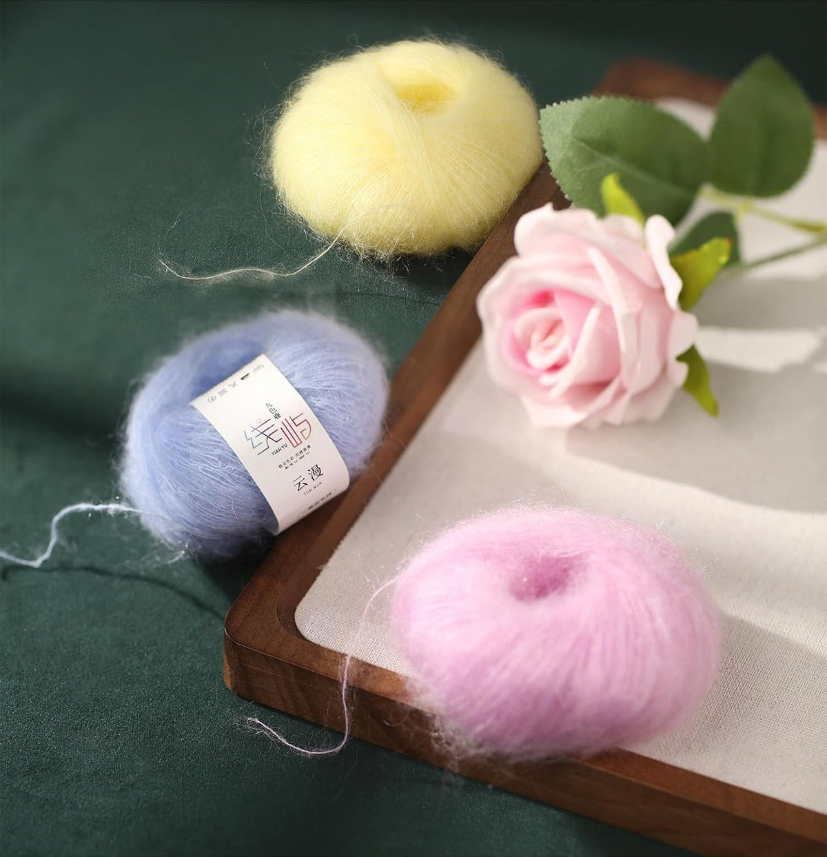 3Pack of 0.17oz/71yd Kid Mohair Lace Weight Yarn, Rosymormor Mini