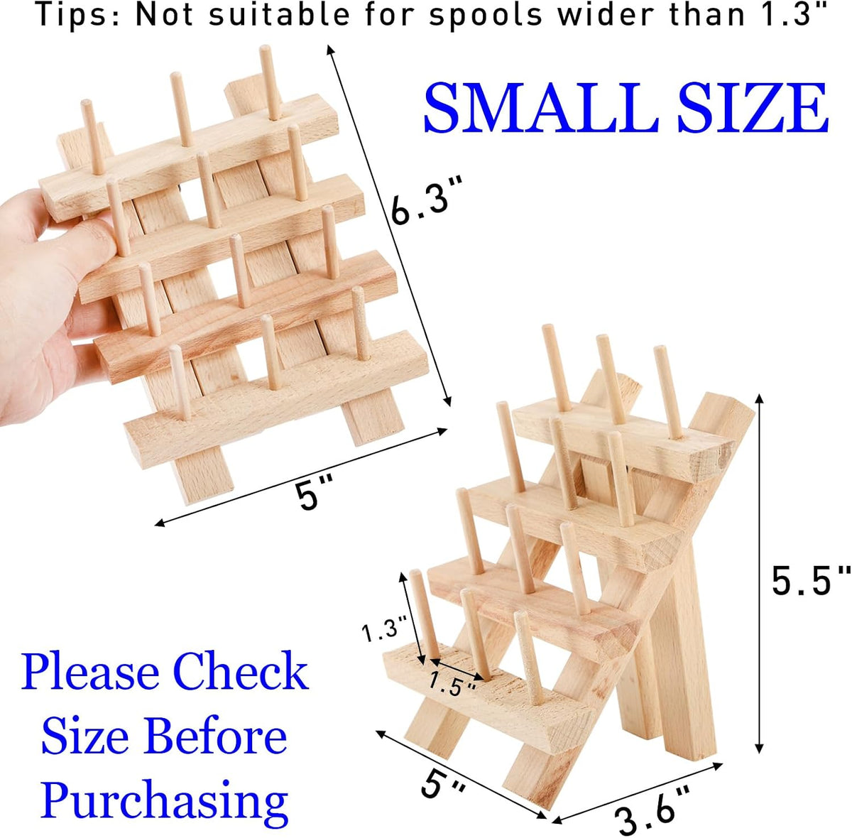 Tosnail 2 Pack 12 Spools Wooden Thread Holder, Small Thread Racks