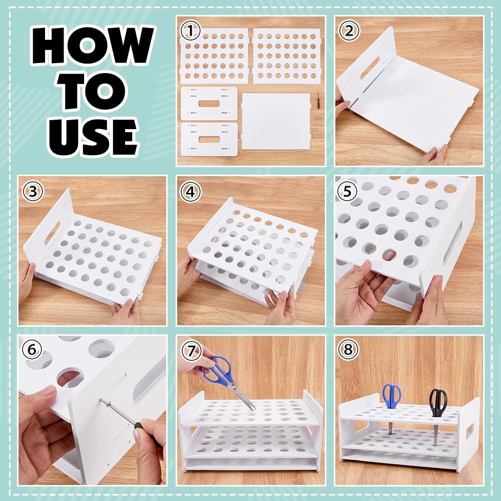 PH PandaHall 35 Holes Scissors Rack Organizer,PVC White Scissor Holder