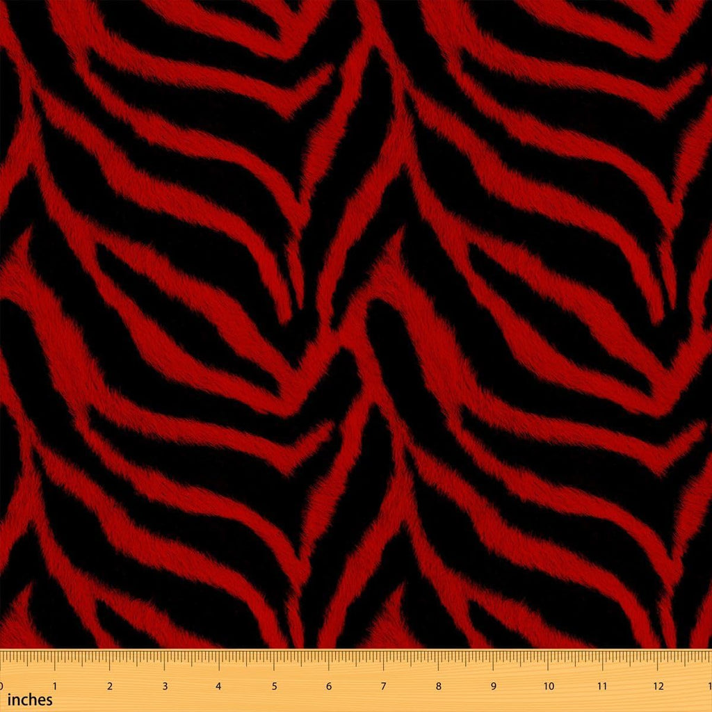 Erosebridal Y2K Black Red Zebra Print Upholstery Fabric by The Yard