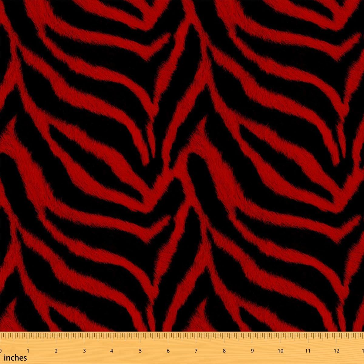 Erosebridal Y2K Black Red Zebra Print Upholstery Fabric by The Yard