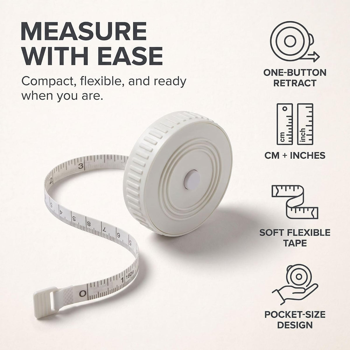 White Measuring for Body,Soft Tape Measure for Body Sewing Fabric