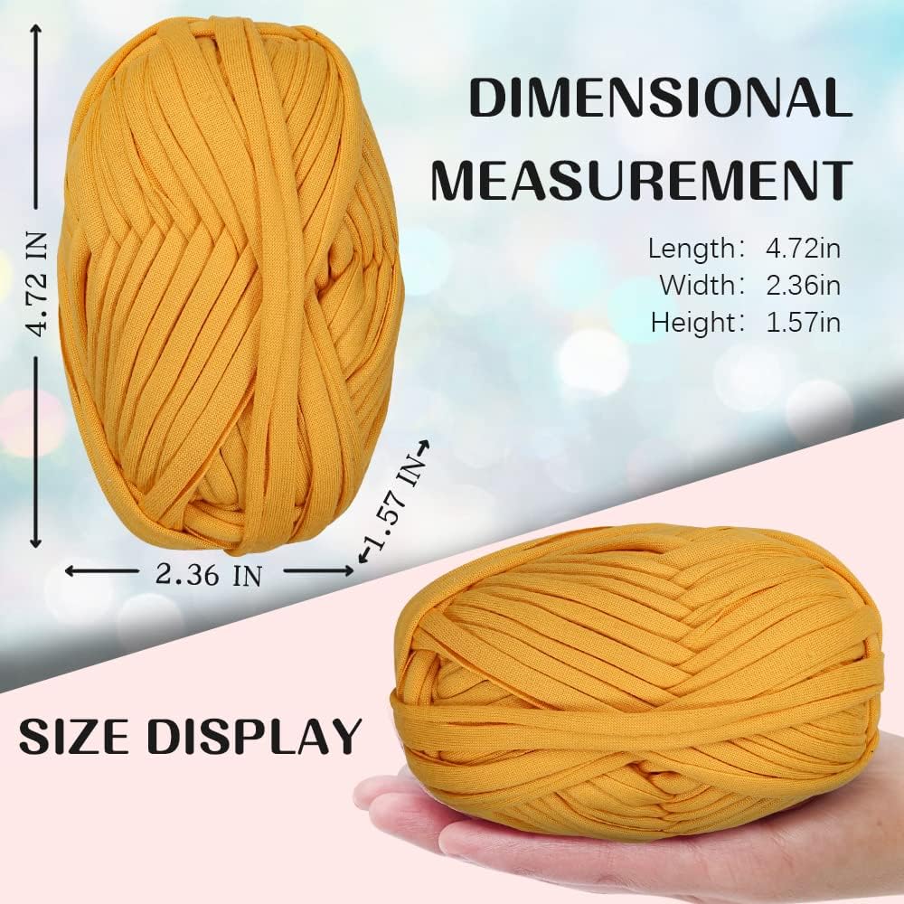 4 PCS T-Shirt Yarn, Elastic Crochet Yarn for DIY Bags, Yellow