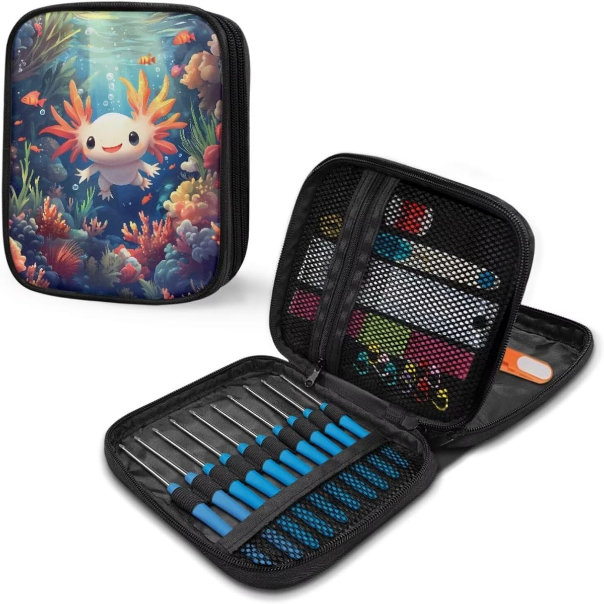 Noprintge Crochet Hook Organizer Case, Empty Zipper Bags Portable