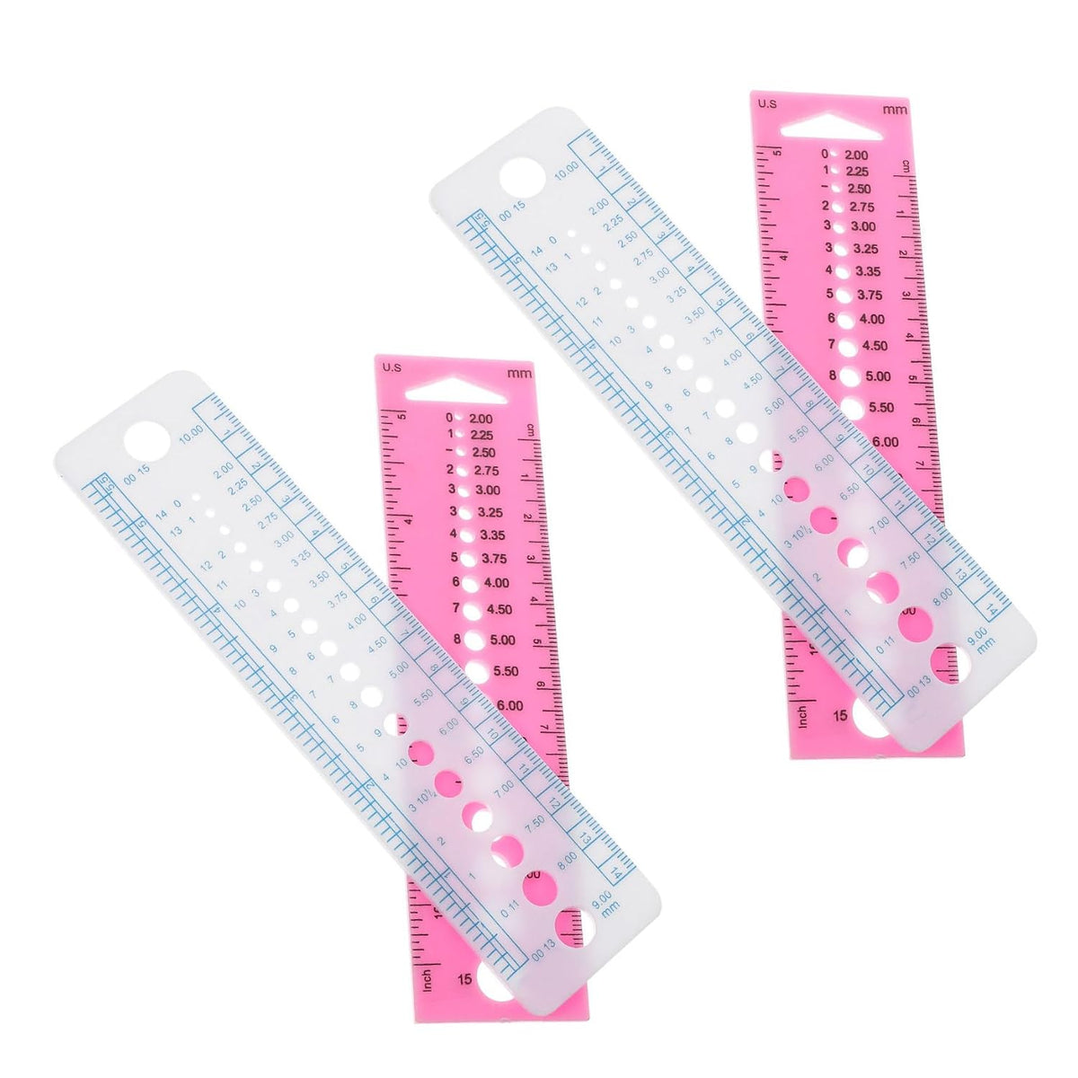 KALLORY 4pcs Knitting Needle Gauge Tool Sewing Needle Ruler Measuring
