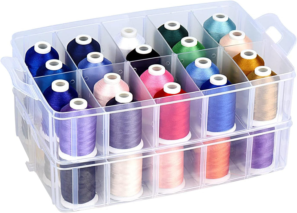 Simthread 2-Layer Thread Organizer Box for 40 Small Spools Clear