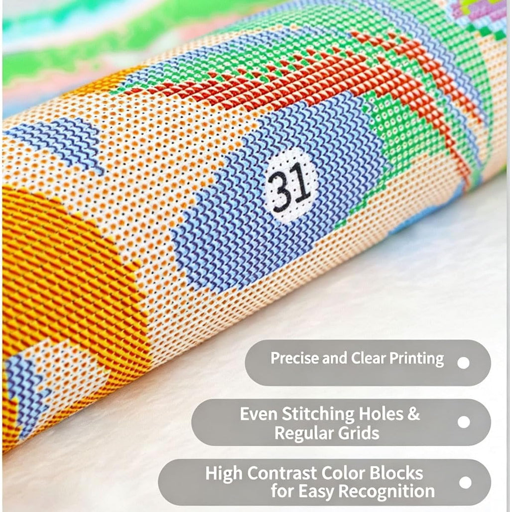 Cute Duck Stamped Cross Stitch Kits for Beginners Adults with Framed