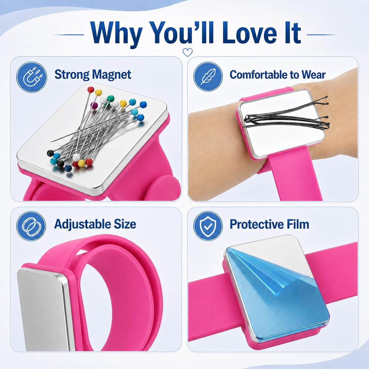 Hilltian 2 Pieces Magnetic Pin Cushion, Magnetic Pin Holder with Pin