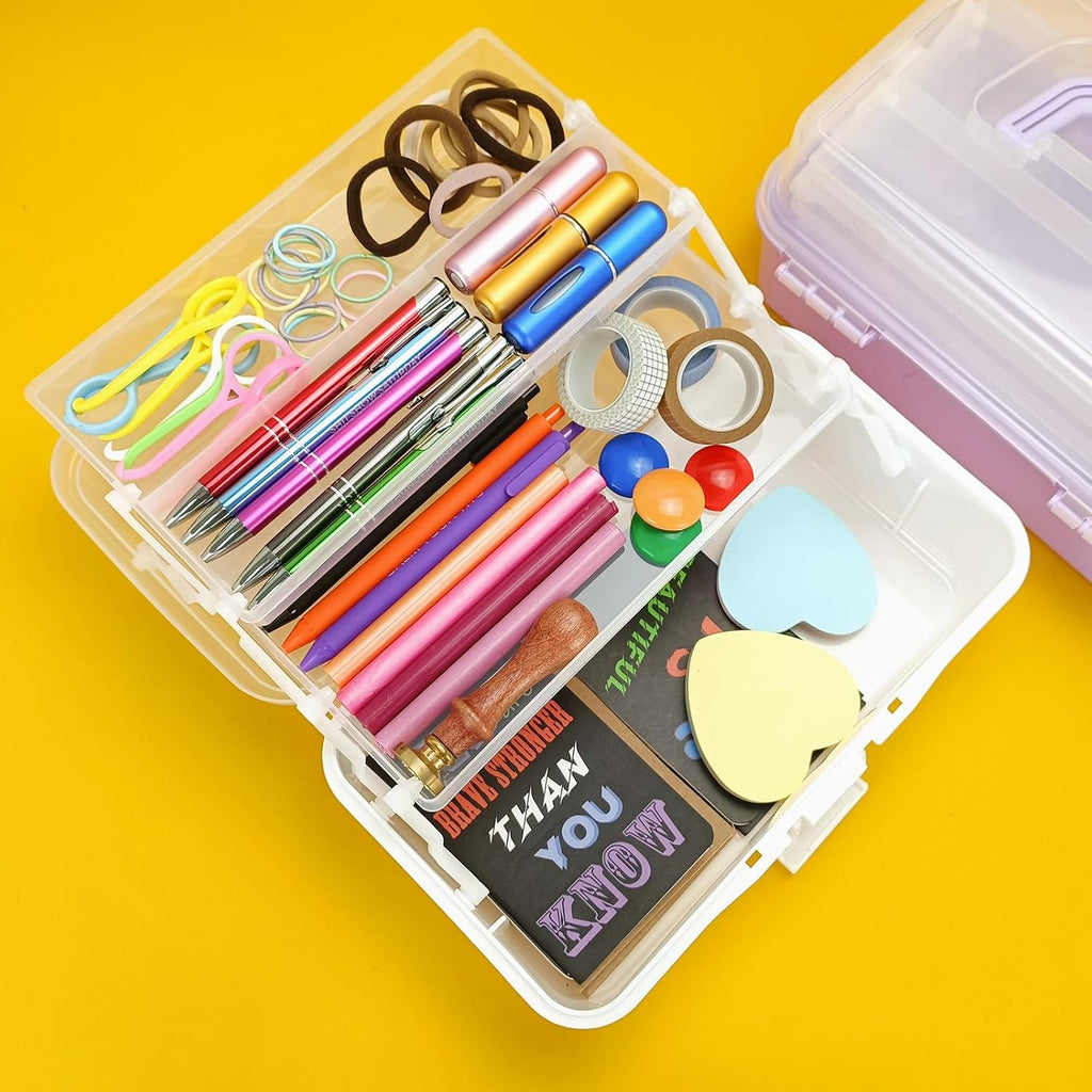10Inch Tackle Box Organizer and Storage,Three-Layer Sewing Box With 2