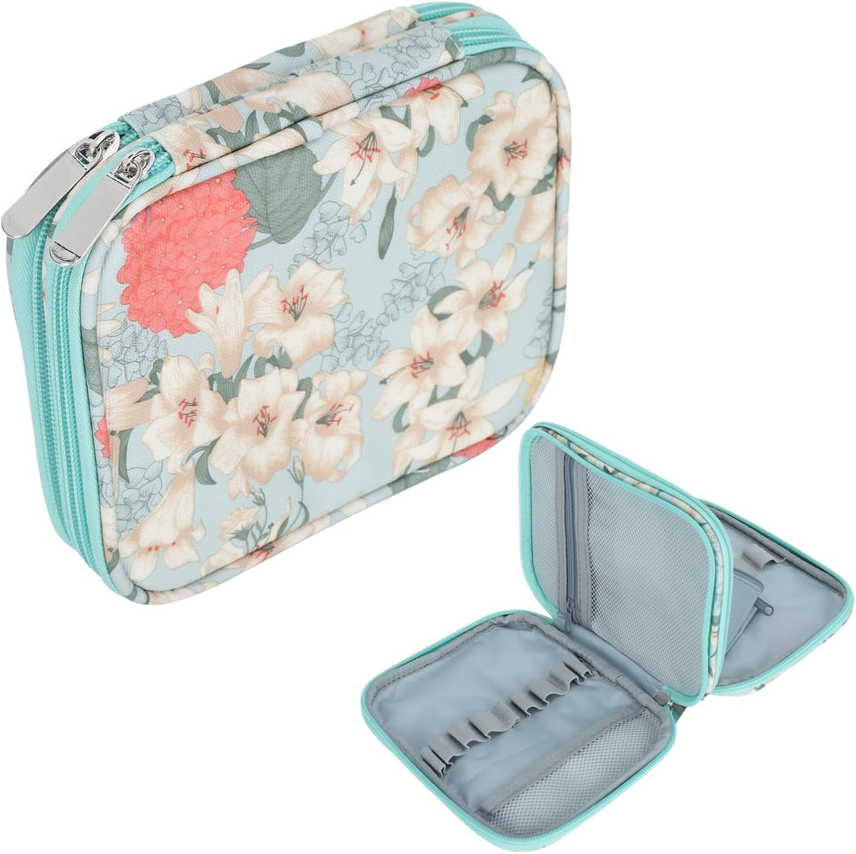 HEEPDD Crochet Hook Organizer Bag, Portable Double Zipper Storage Case