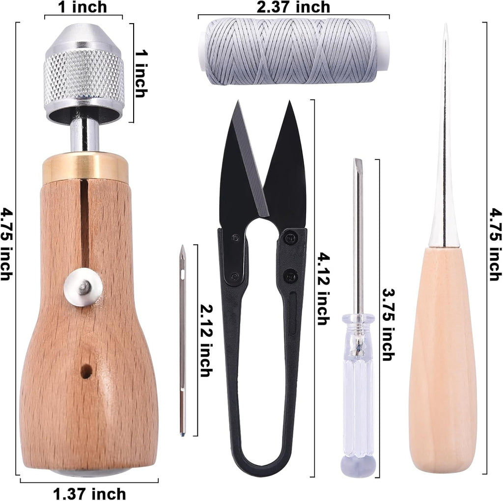 23PCS Sewing Awl Kit, Portable Leather Sewing Awl Thread Kit Leather
