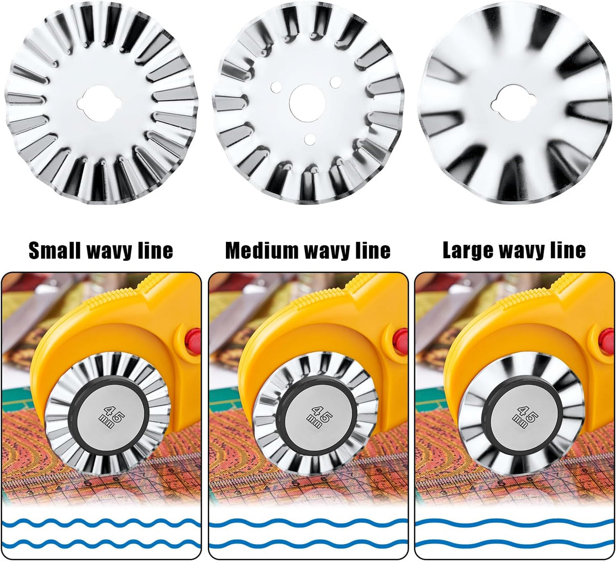 6pcs 45mm Pinking Rotary Cutter Blades, Wave Rotary Cutter Blades