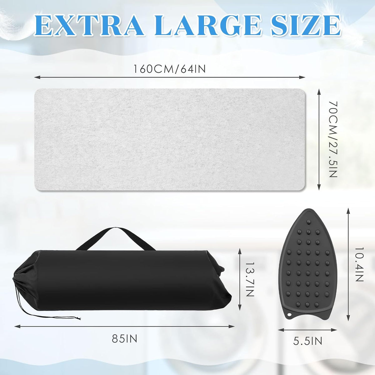 Tigeen 64" X 24" Extra Large Wool Pressing Mat for Quilting & Sewing
