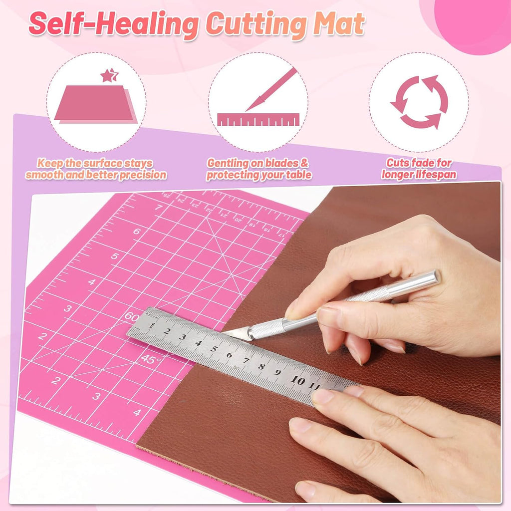 anezus Self Healing Cutting Mat for Rotary Cutting, 12" x 9", Pink
