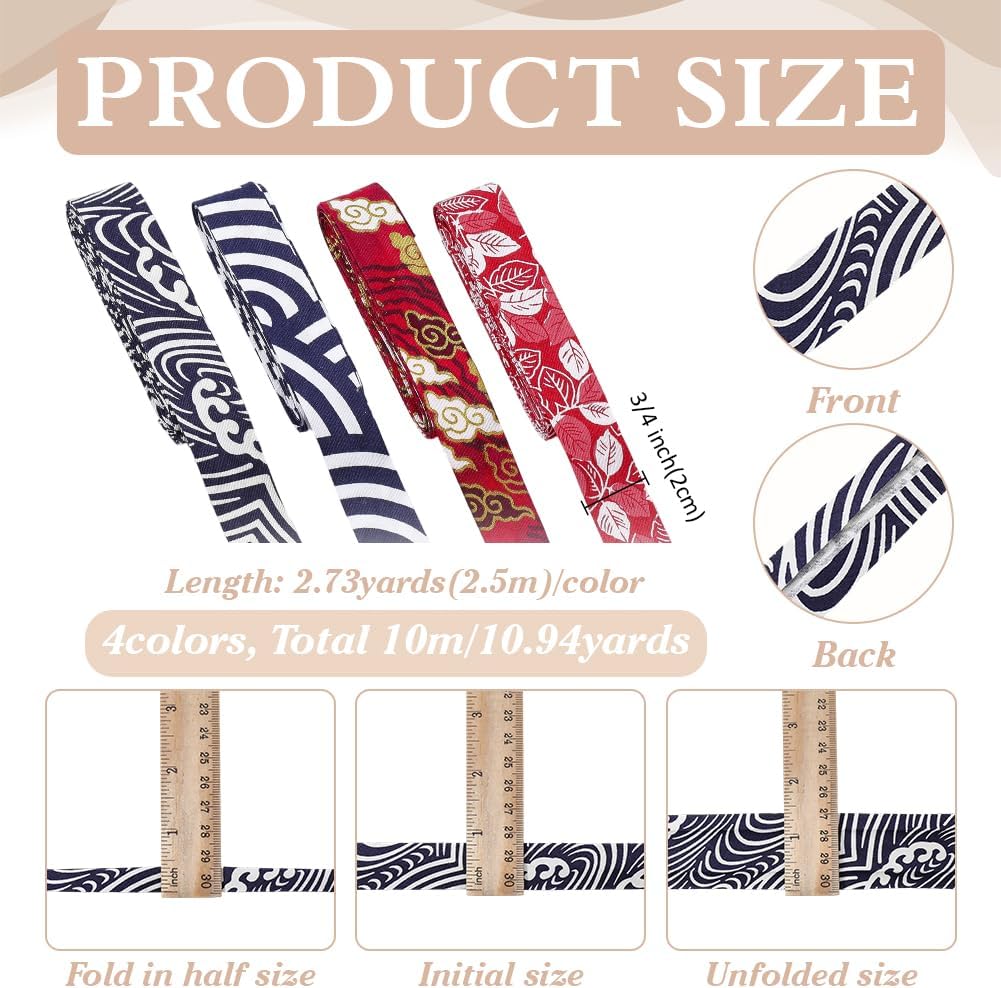 FINGERINSPIRE 10.9Yard Floral Double Fold Bias Tape 3/4 inch Wide