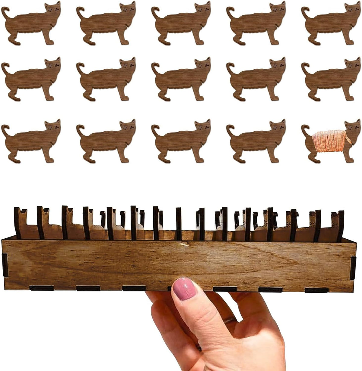 15 Pcs Set Wooden Animal Bobbin Set, Embroidery Thread Bobbins