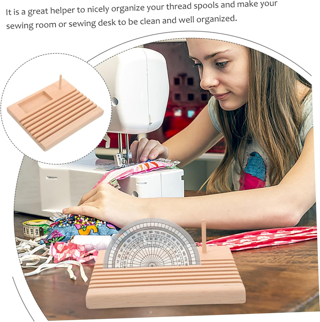 Wooden Spool Ruler Holder for Quilting and Crafting Stable Base