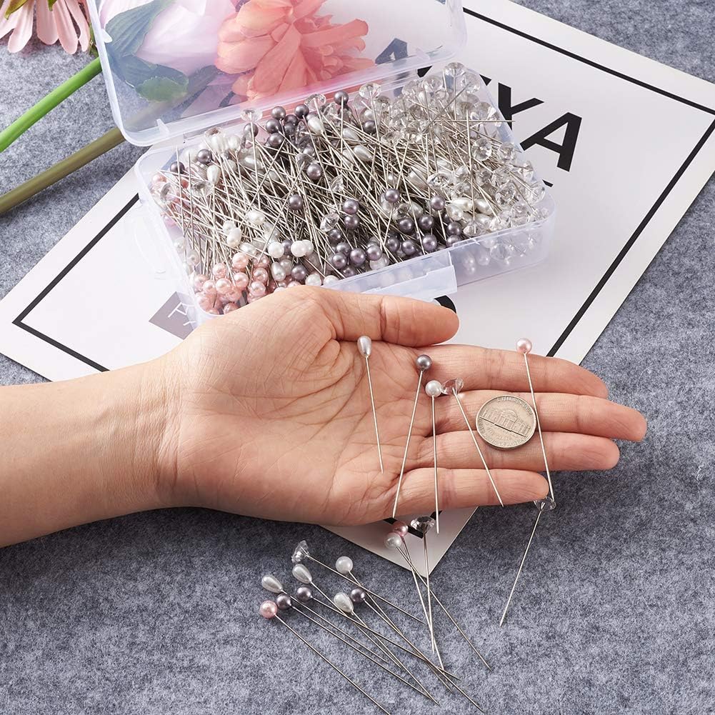 500pcs Sewing Pins 0.6mm Straight Quilting Pins in Pearlized Ball Head