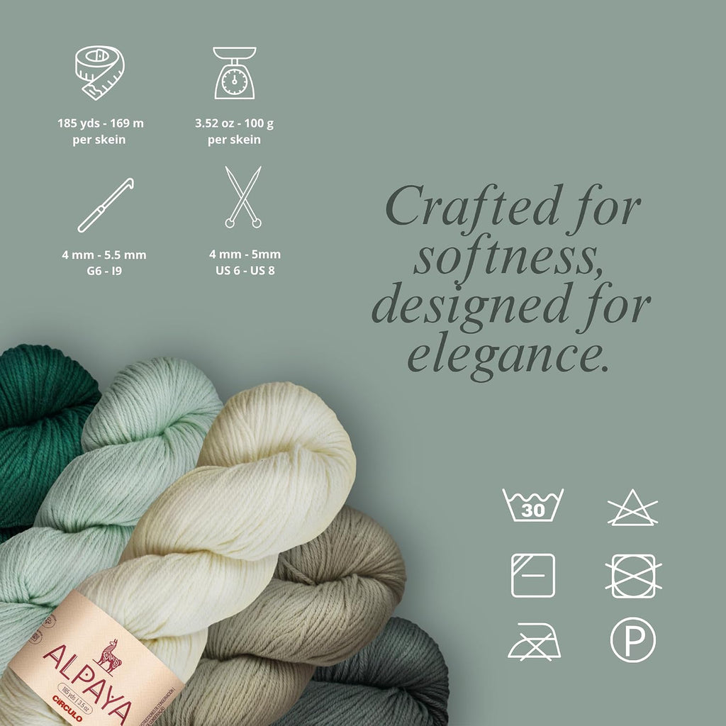 CIRCULO Alpaya Yarn, Luxury Blend 70% Organic Pima Cotton, 30% Baby