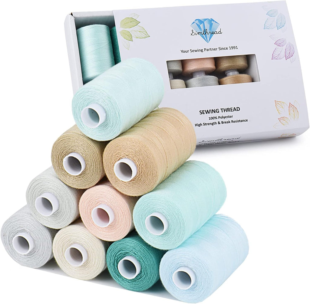 Simthread All Purposes Sewing Thread, 10 Spool Assorted Macaron Series