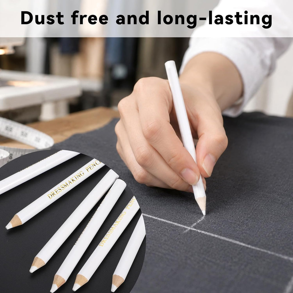 6 Pcs Fabric Pencils, Water Soluble Sewing Pencil for Fabric, White