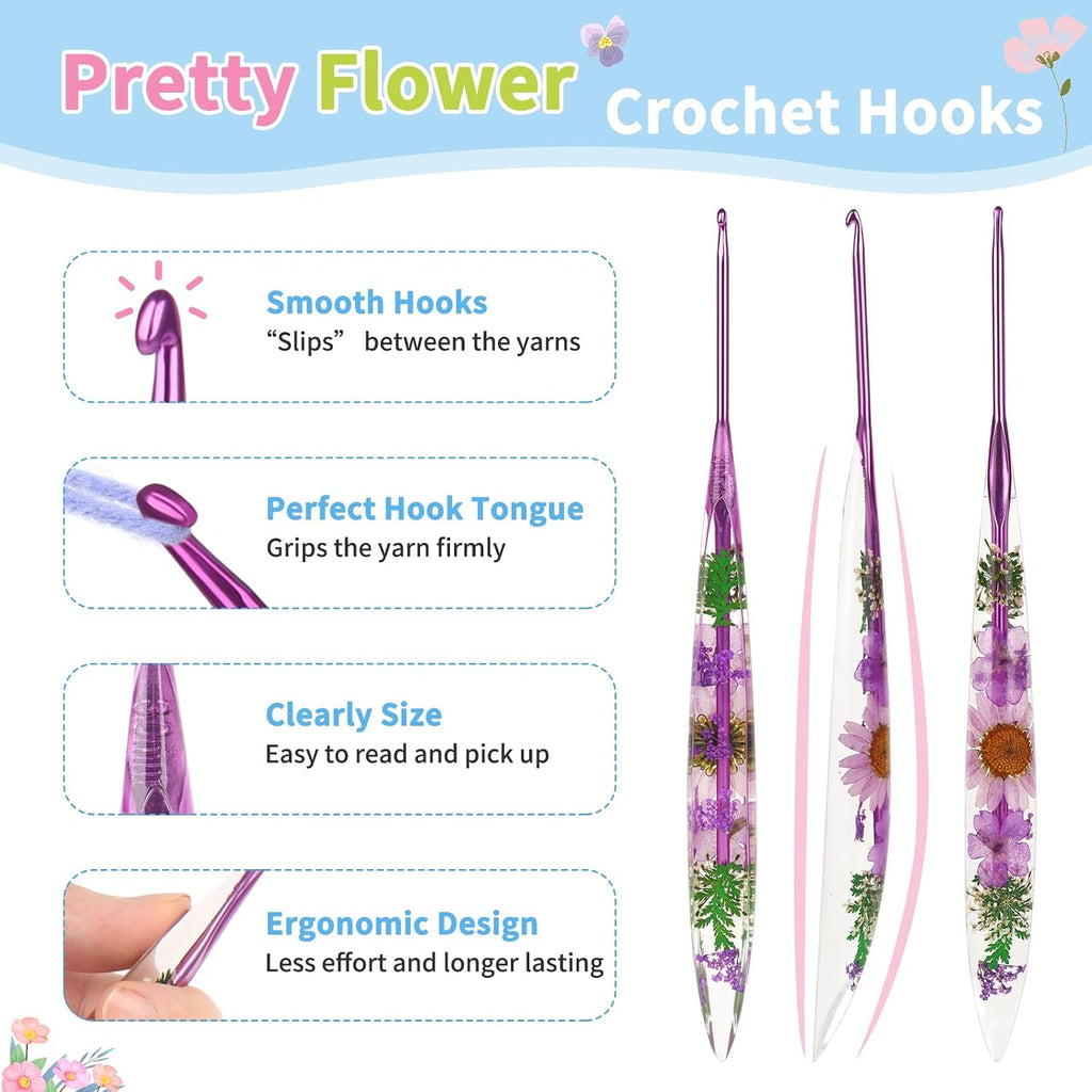 Coopay Crochet Hooks, 3mm Ergonomic Crochet Hook with Floral Plastic