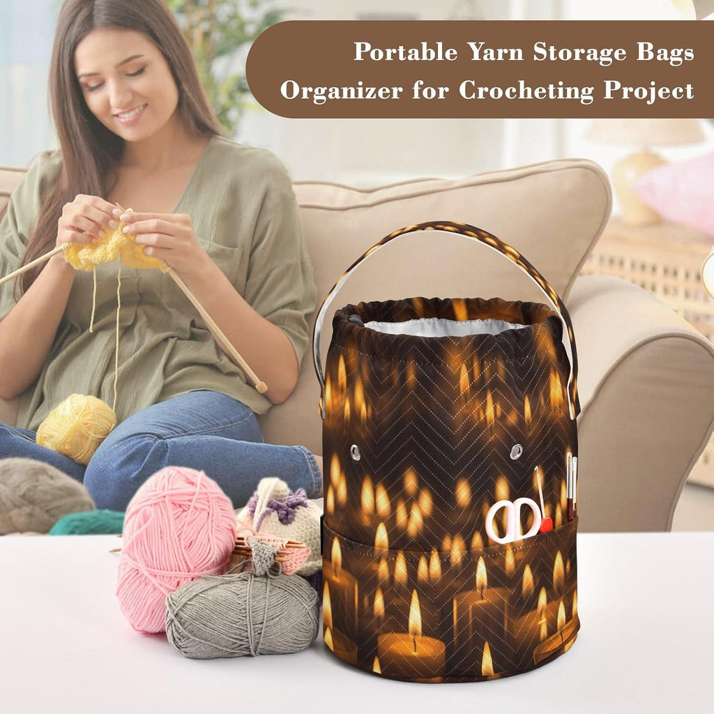 YETTASBIN Candle Yarn Storage Bag, Large Crochet Knitting Bag