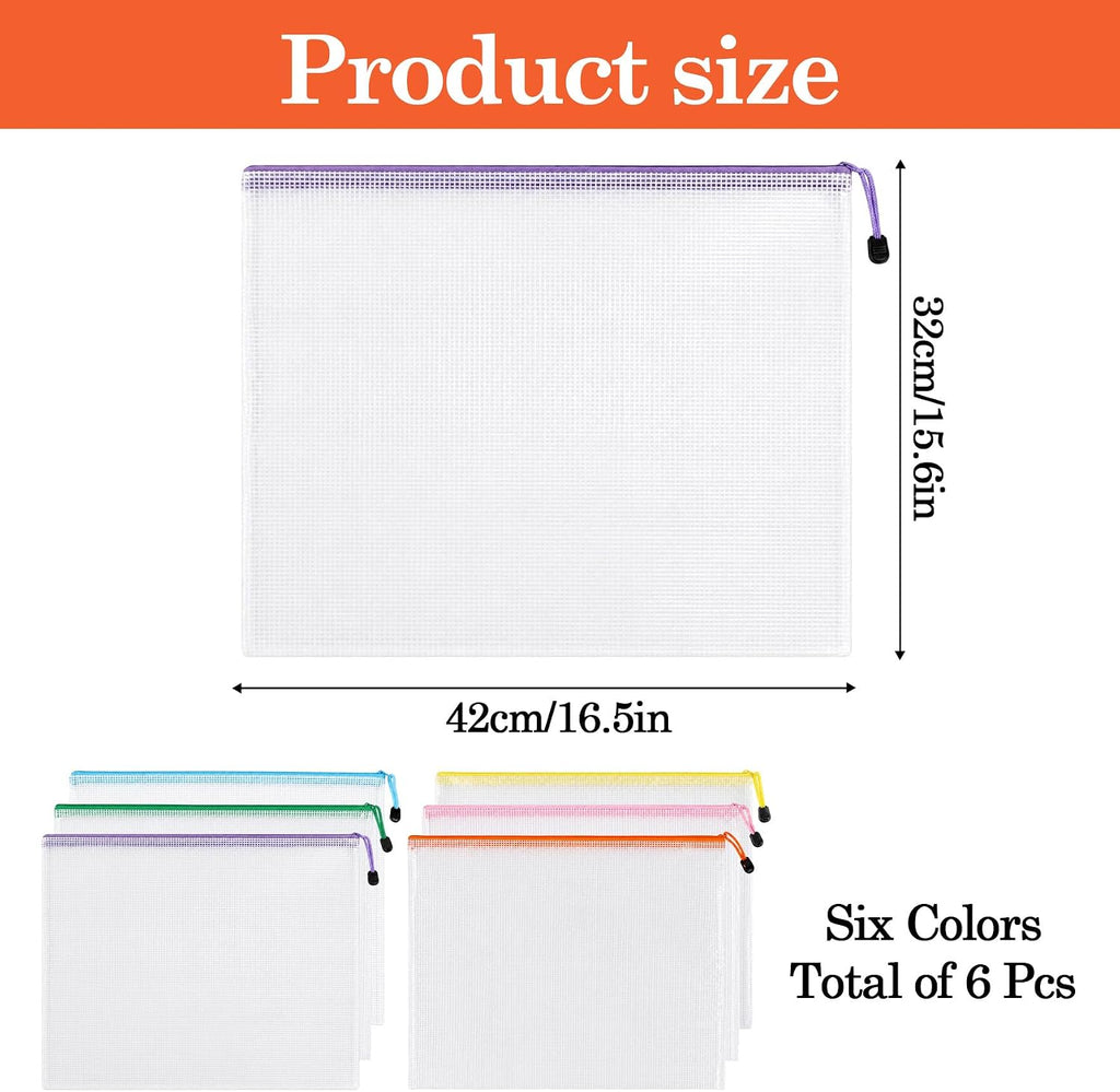 Klmnop 6 Pack Needlepoint Project Bag, 16.5"x12.6" Clear Mesh Sewing