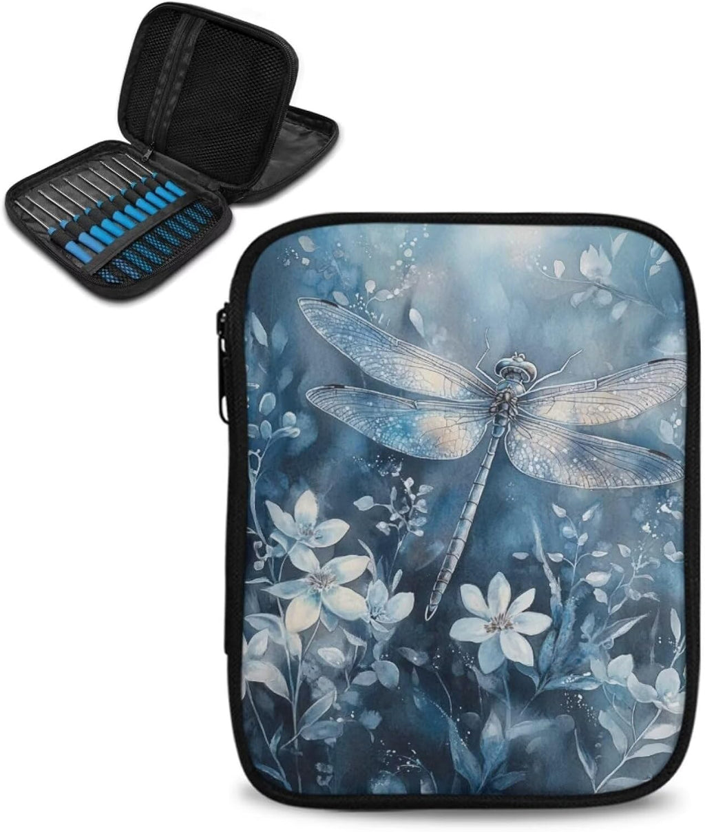 Dragonfly Crochet Hook Case Portable Floral Crochet Storage without