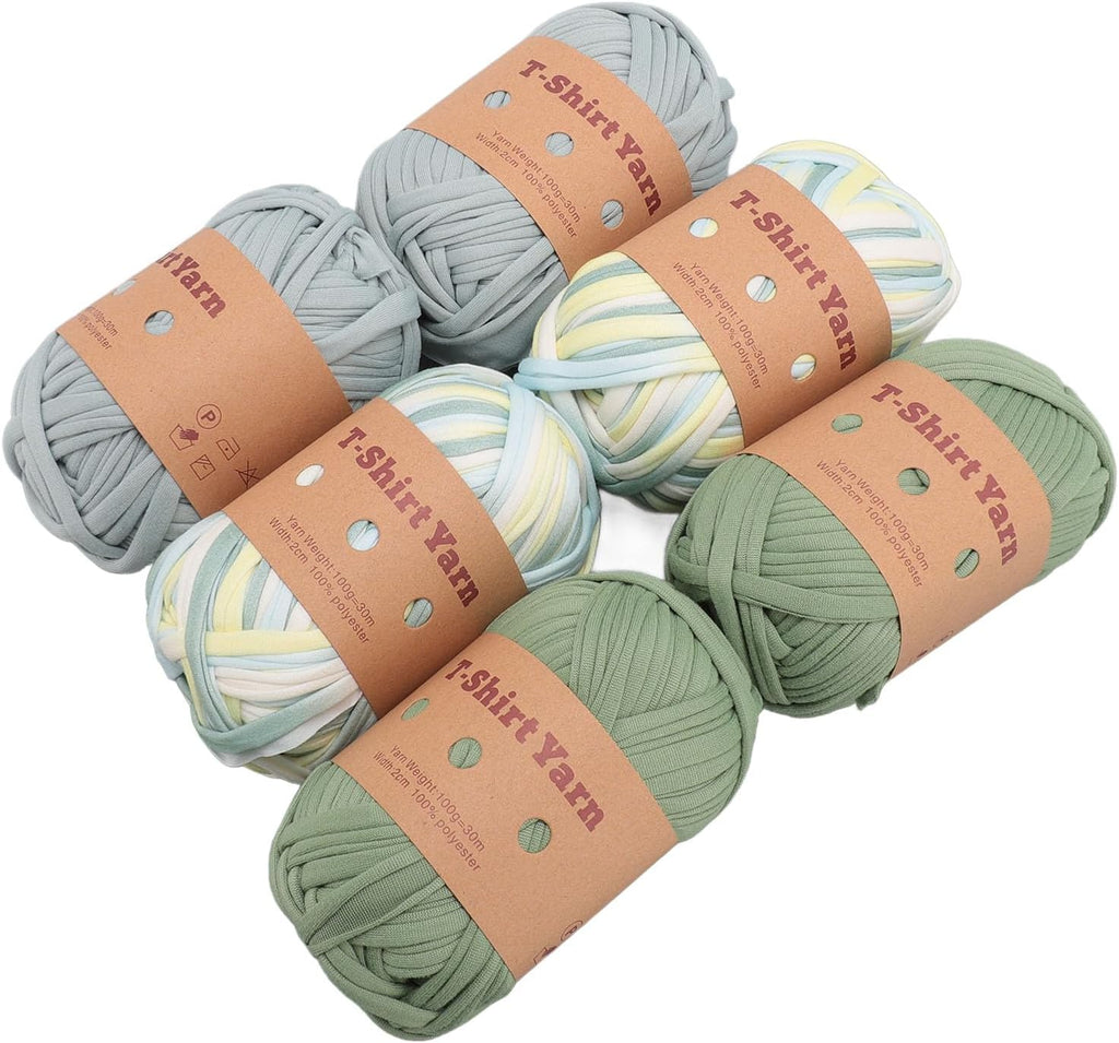 T Shirt Yarn Yarn DIY Crafts,6 Pack Super Soft Polyester Yarn for