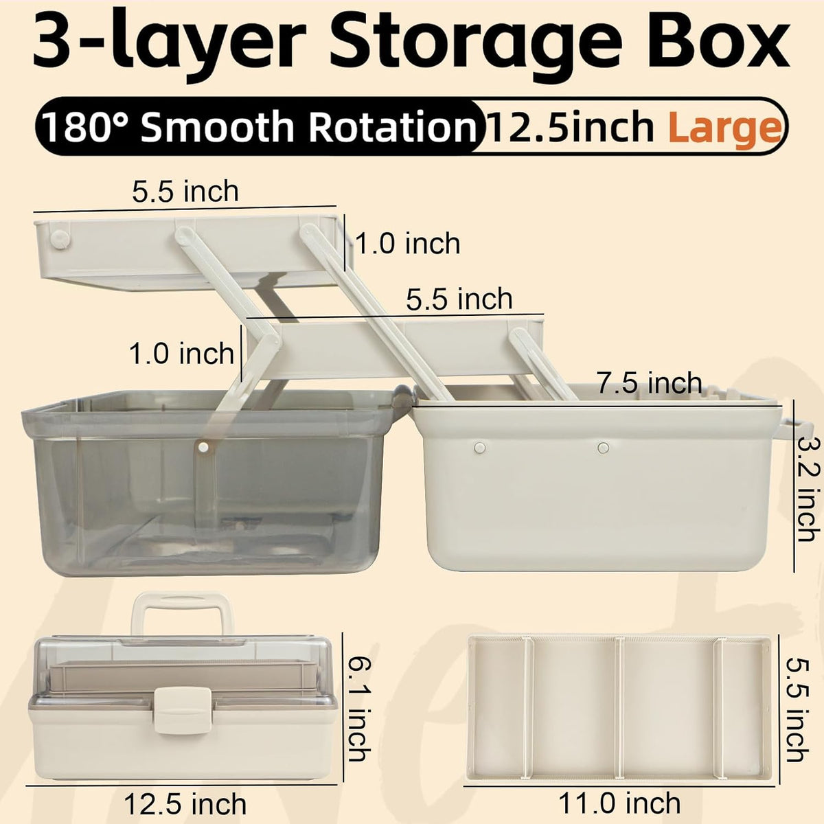 TERGOO 12.5in 3-Layer Multipurpose Craft Organizers and Storage with