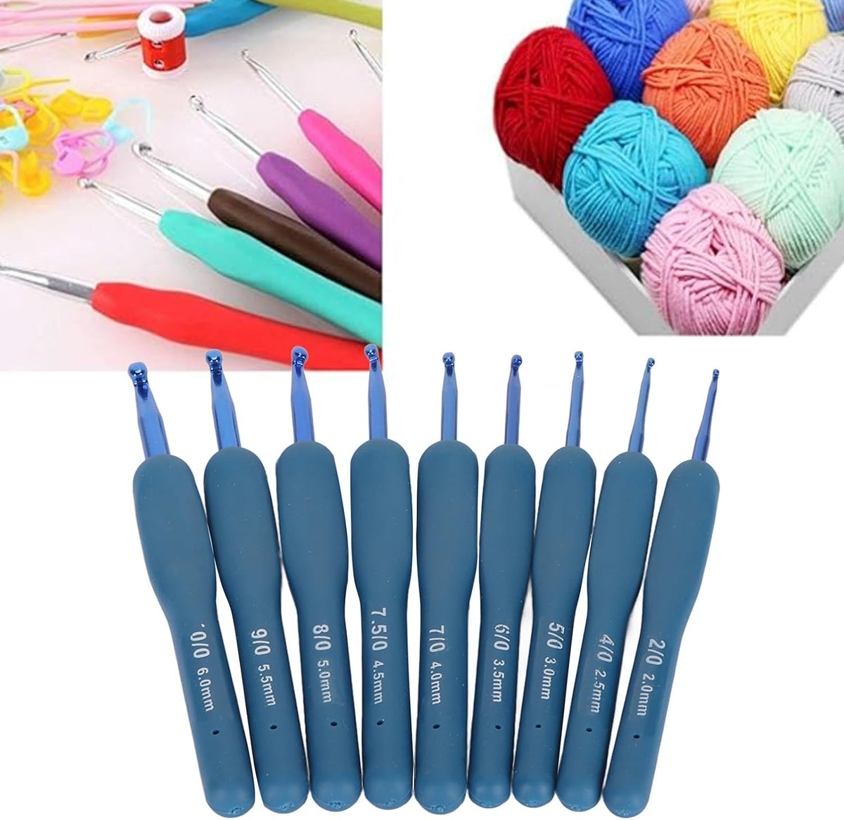 SIXRUN Crochet Hooks Set with Soft Grip Handles, Aluminum Hook