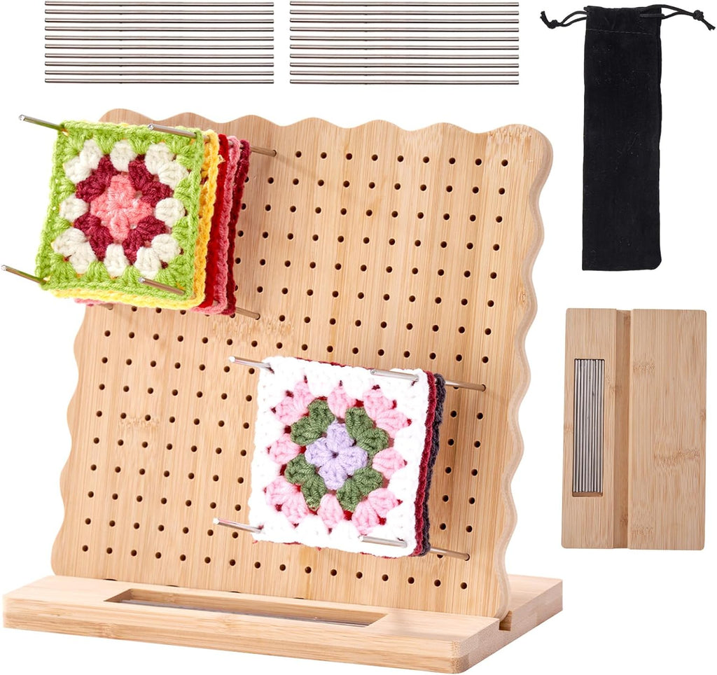 9.25 Inch Granny Square Blocking Board - Bamboo Crochet Blocking Set