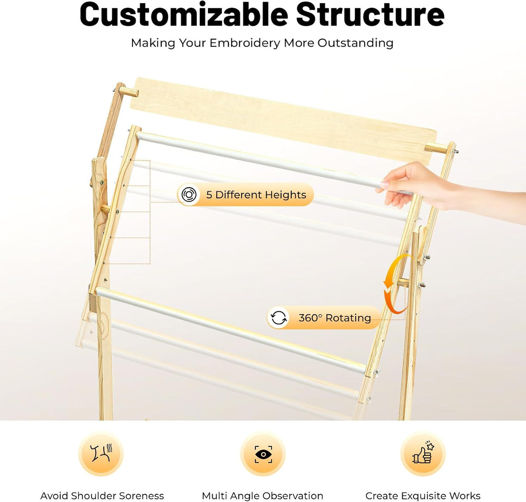 Floor Embroidery Stand, Large Scroll Frame for Cross Stitch Sewing