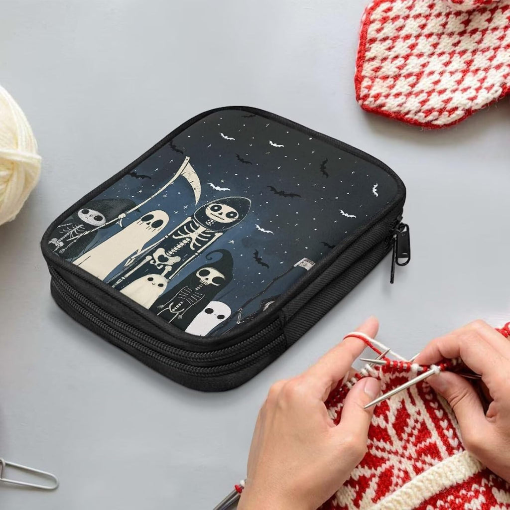 Hechitok Ghost Skeleton Empty Crochet Hook Case Portable Travel