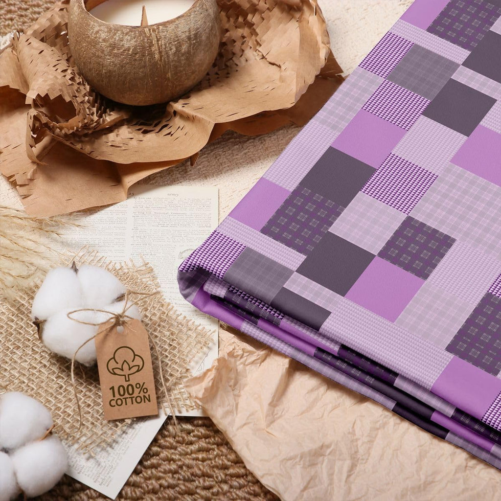 jejeloiu Purple Plaid Cotton Fabric 1 Yard