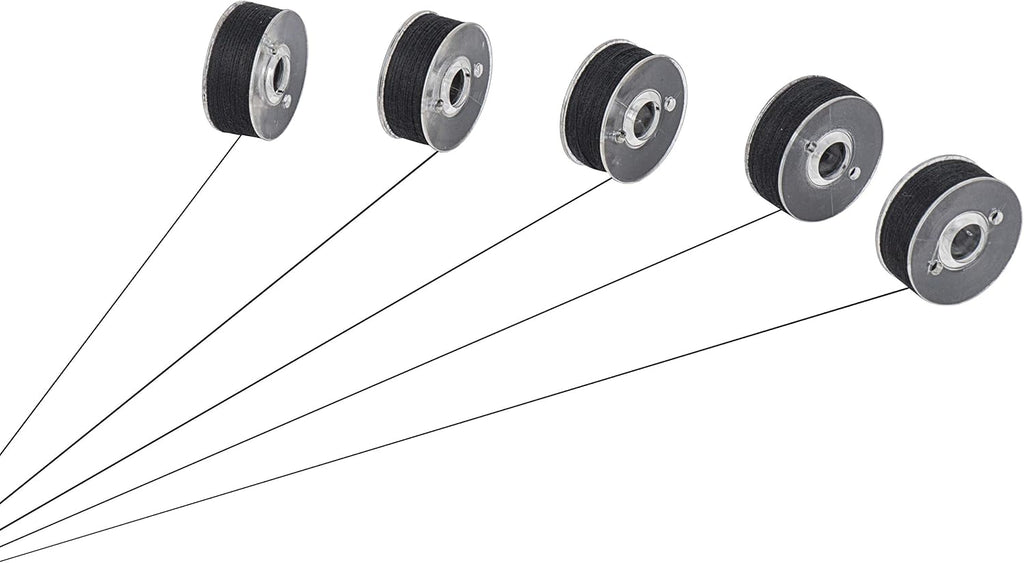 Simthread 144pcs Size L SA155 90WT Prewound Bobbin Thread - Black