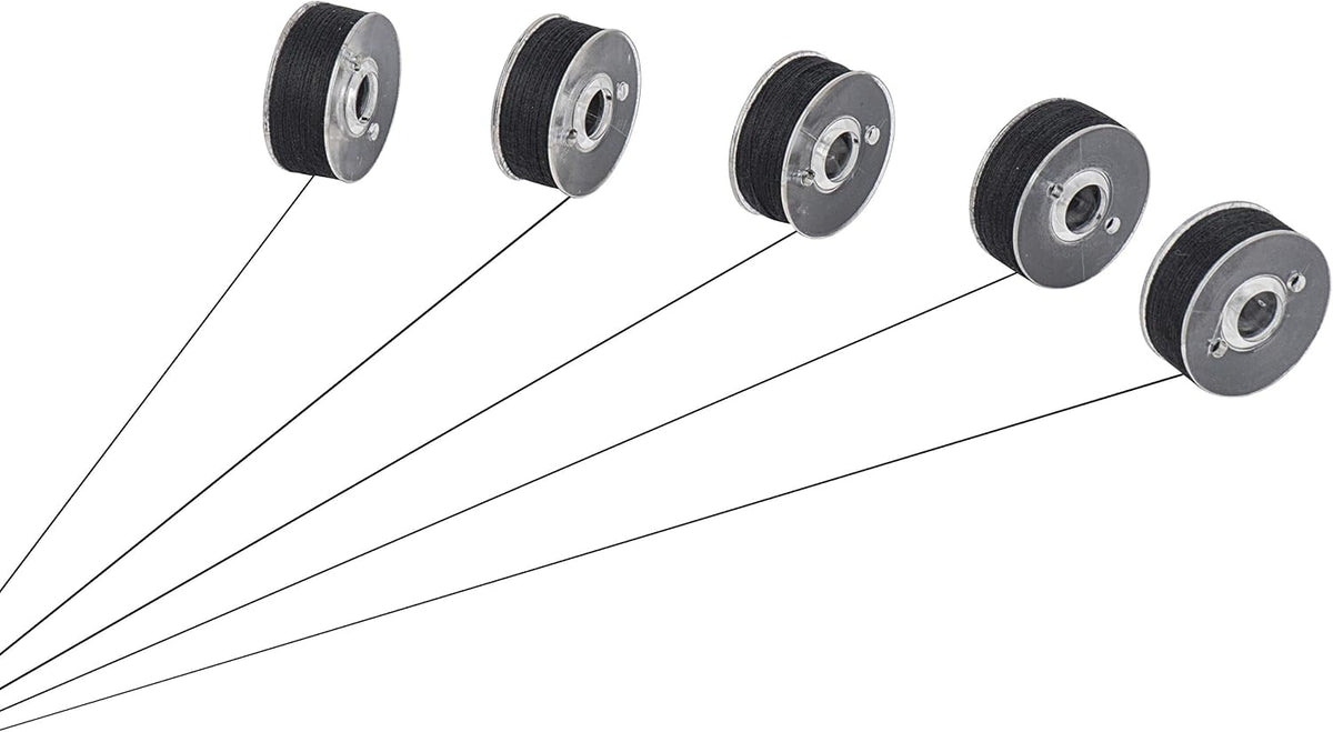 Simthread 144pcs Size L SA155 90WT Prewound Bobbin Thread - Black