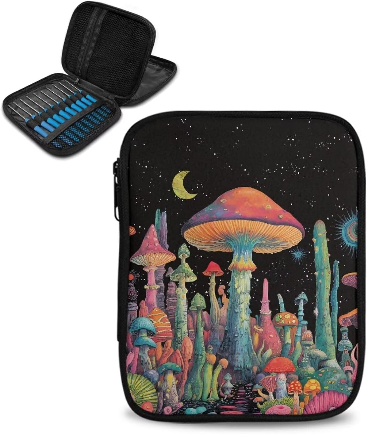 Goronwyfloyd Mushroom Crochet Hook Case Travel Crochet Storage Bag