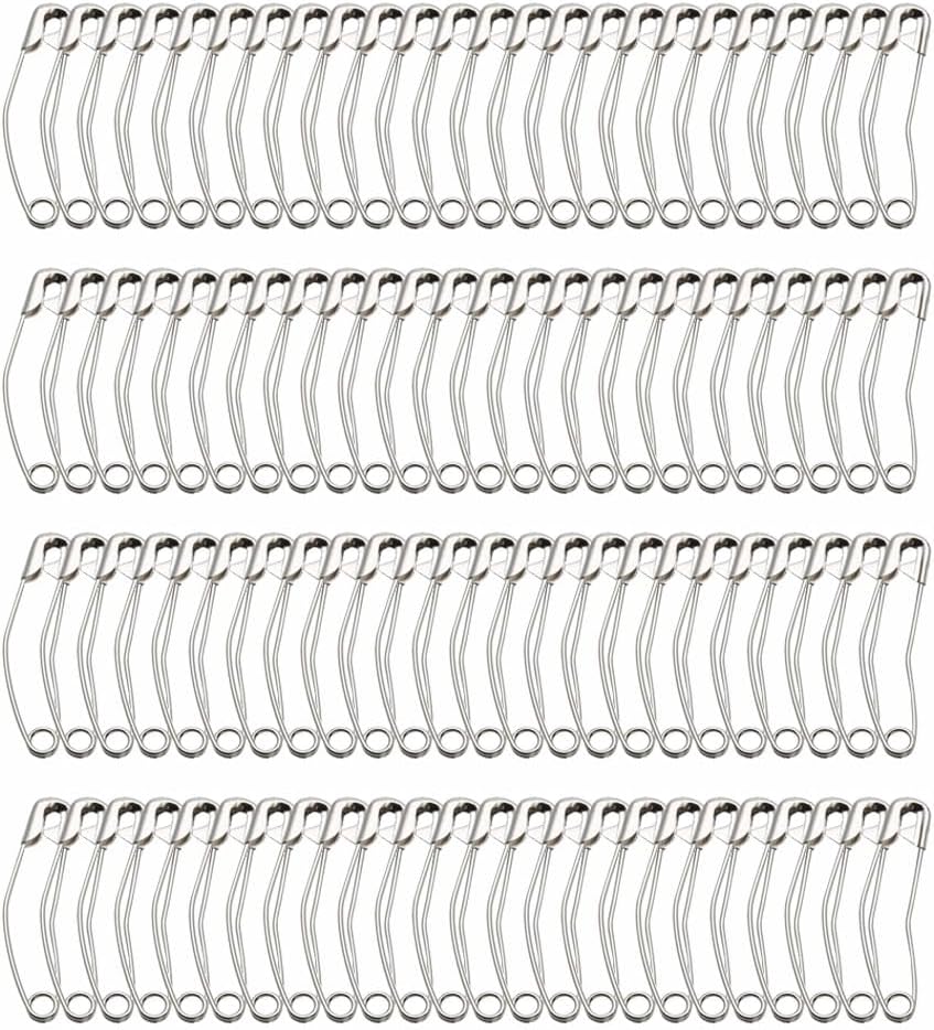 Curved Safety Pins (100 Pack) – Steel Sewing Tool for