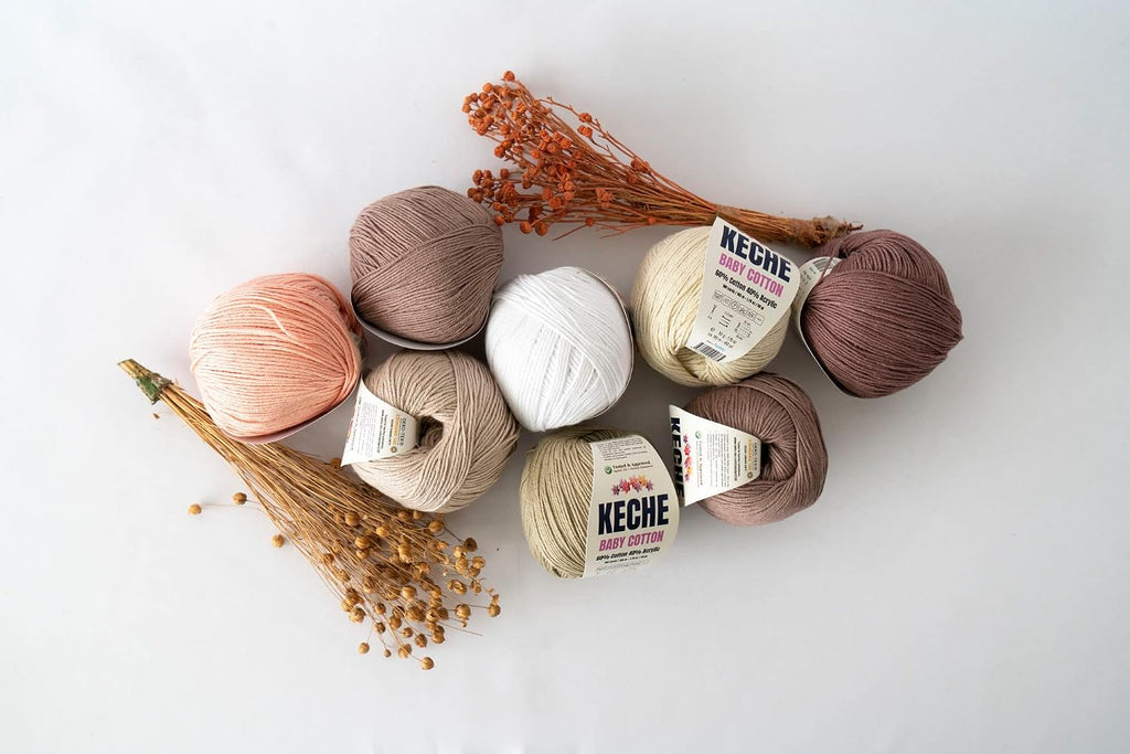 Keche Baby Cotton, 60% Cotton 40% Acrylic Yarn, Soft Cotton Yarn for