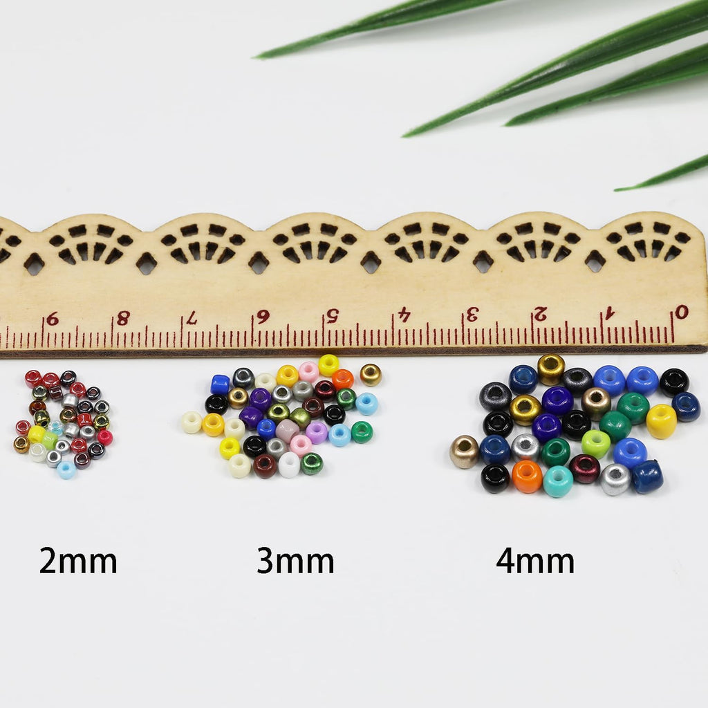 7200+pcs Size 4mm Glass Seed Beads for Making Jewelry, 48 Colors