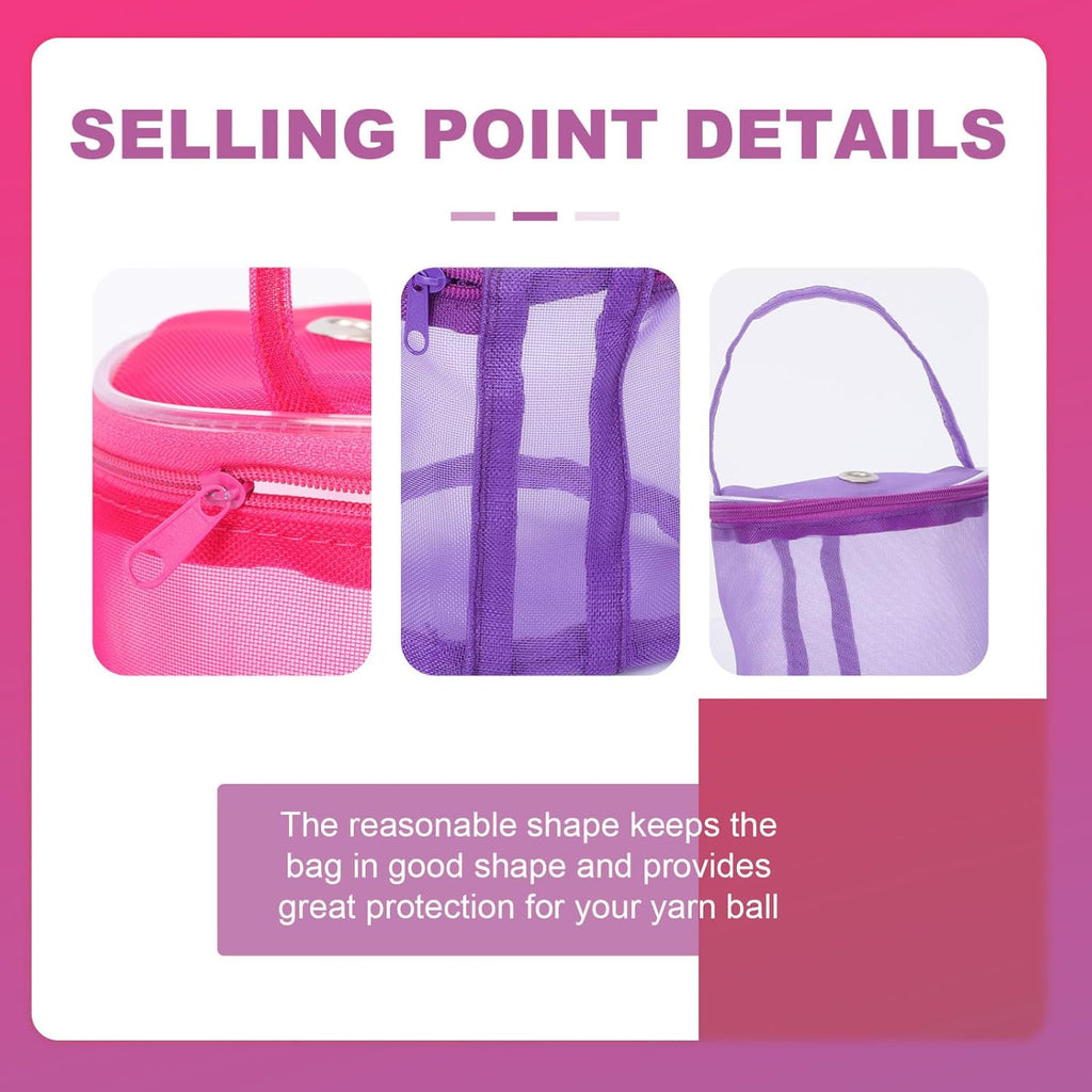 Purple Mesh Knitting Tool Pouch with Zipper, 2 Pack, Nylon