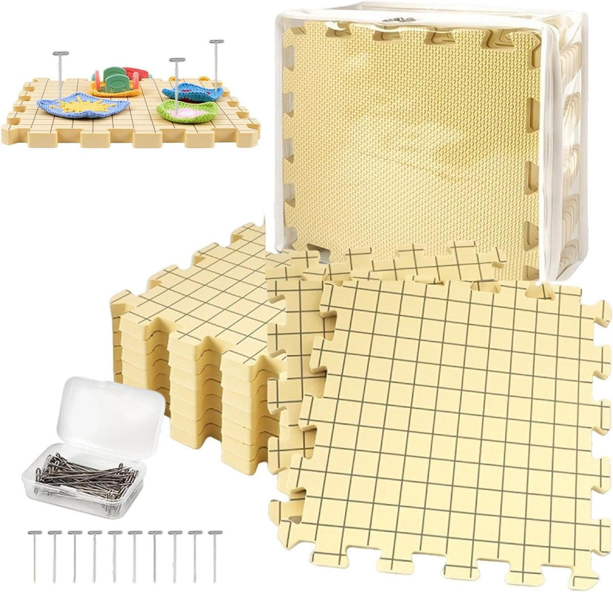 Knitting Blocking Mats Set - Interlocking Crochet Blocking Boards