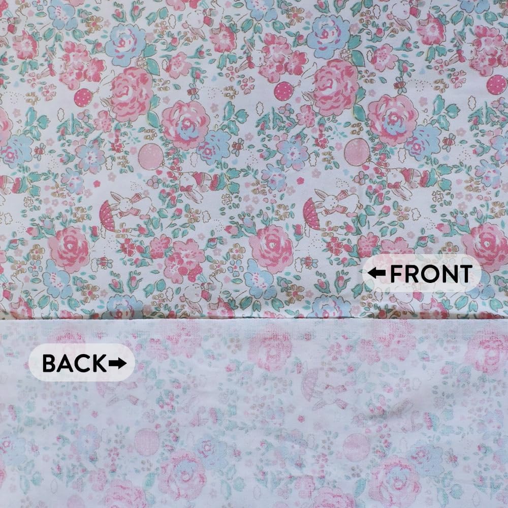 100% Cotton Precut Fabric,39"x63",Blue Floral Print for Quilting