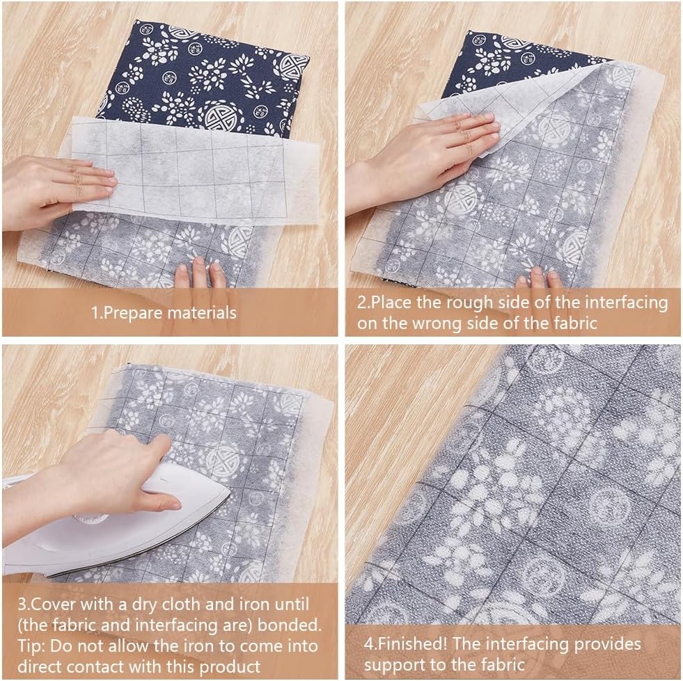 WEBEEDY 1.2m/47 Inches W x 4 Yards Fusible Interfacing Fabric with