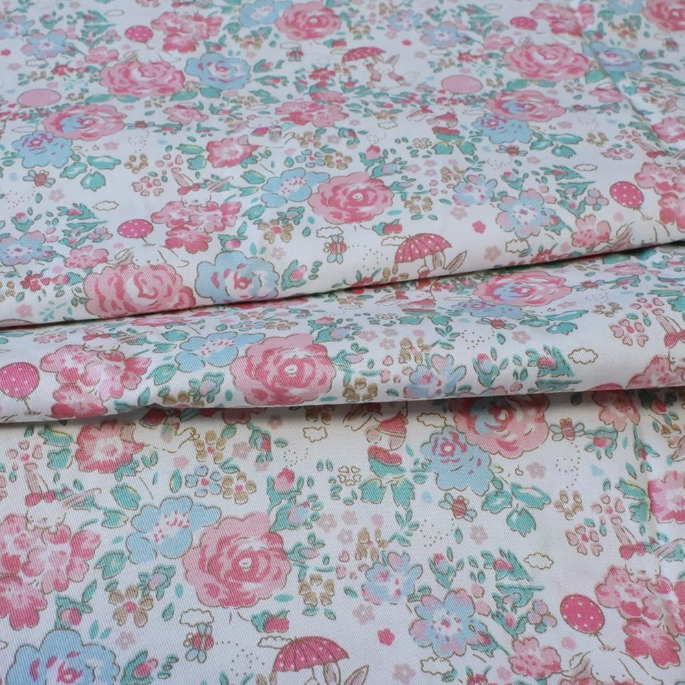 100% Cotton Precut Fabric,39"x63",Blue Floral Print for Quilting